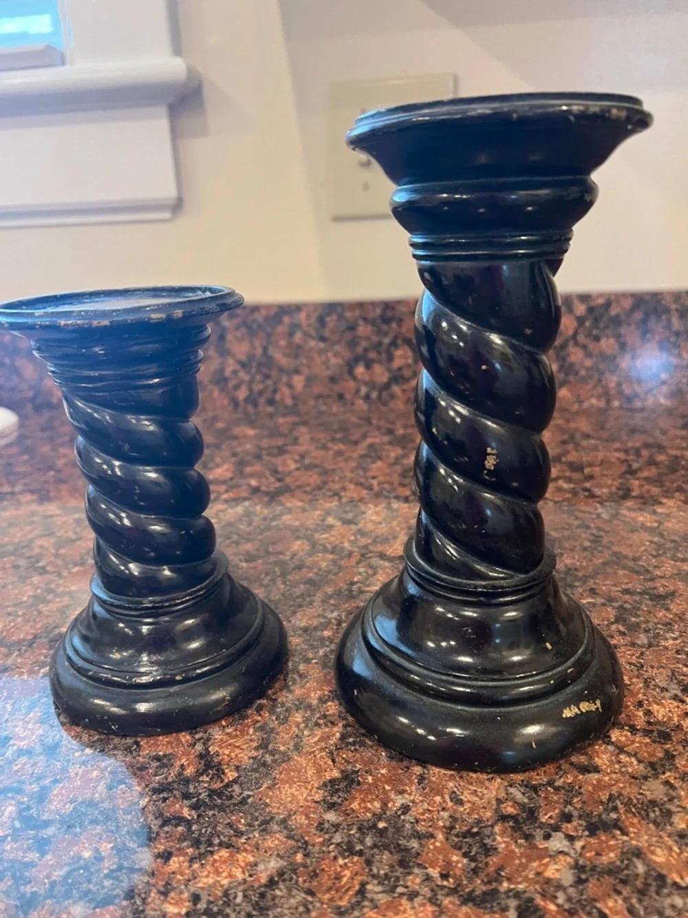 Black Spiral Candlestick Holders - Set of 2